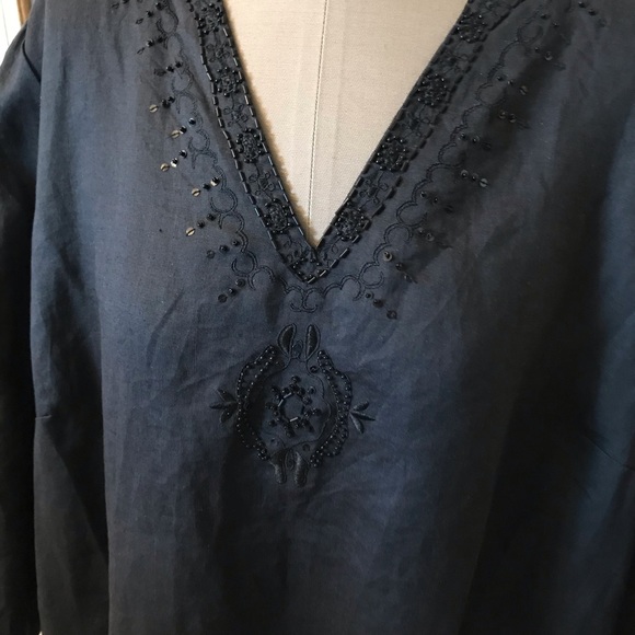 Ladies Black Tunic with Beading - Picture 2 of 6